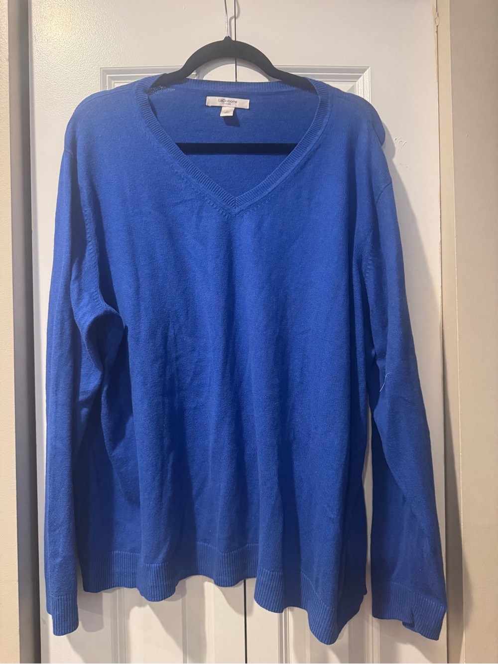 Liz Claiborne Classic V-Neck Sweater - Royal Blue